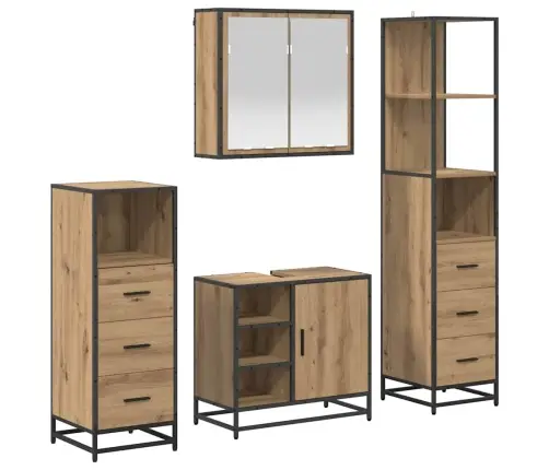 Vannas Istabas Mēbeļu Komplekts Ar Durvīm 4 Pcs Amatnieku Ozola Vidaxl