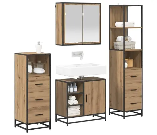 Vannas Istabas Mēbeļu Komplekts Ar Durvīm 4 Pcs Amatnieku Ozola Vidaxl
