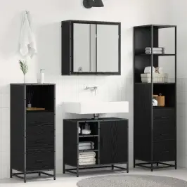 Vannas Istabas Mēbeļu Komplekts Ar Atvilktni 4 Pcs Melns Ozols Vidaxl Vannas Istabas Mēbeļu Komplekts Ar Atvilktni 4 Pcs Melns Ozols Vidaxl
