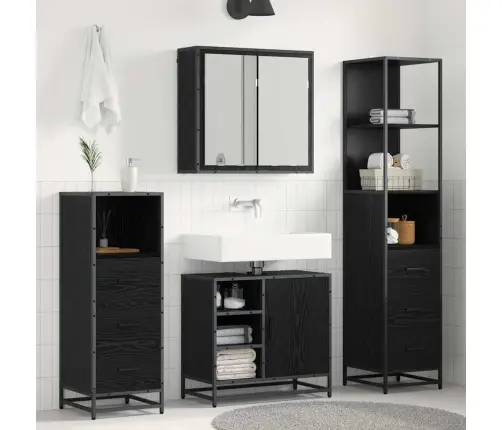 Vannas Istabas Mēbeļu Komplekts Ar Atvilktni 4 Pcs Melns Ozols Vidaxl Vannas Istabas Mēbeļu Komplekts Ar Atvilktni 4 Pcs Melns Ozols Vidaxl