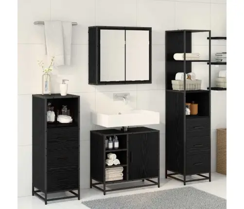 Vannas Istabas Mēbeļu Komplekts Ar Atvilktni 4 Pcs Melns Ozols Vidaxl Vannas Istabas Mēbeļu Komplekts Ar Atvilktni 4 Pcs Melns Ozols Vidaxl