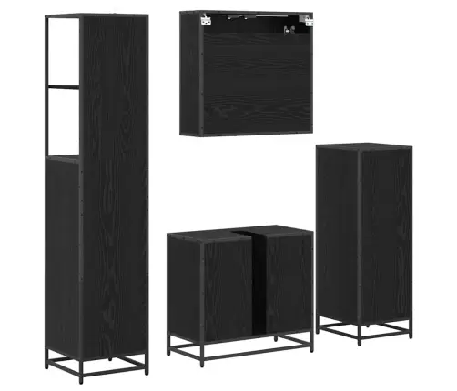 Vannas Istabas Mēbeļu Komplekts Ar Atvilktni 4 Pcs Melns Ozols Vidaxl Vannas Istabas Mēbeļu Komplekts Ar Atvilktni 4 Pcs Melns Ozols Vidaxl