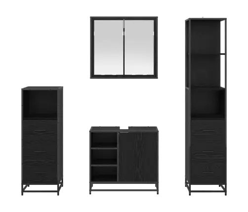 Vannas Istabas Mēbeļu Komplekts Ar Atvilktni 4 Pcs Melns Ozols Vidaxl Vannas Istabas Mēbeļu Komplekts Ar Atvilktni 4 Pcs Melns Ozols Vidaxl