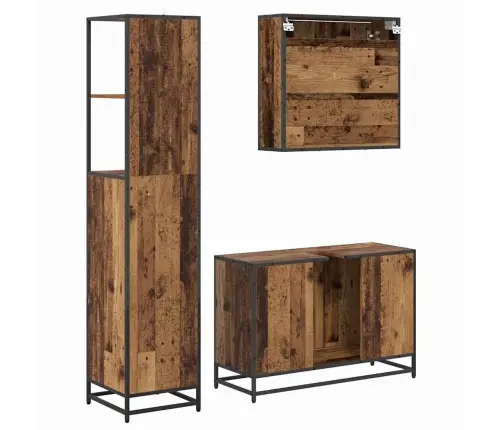 Vannas Istabas Mēbeļu Komplekts Ar Atvilktni 3 Pcs Vecs Koks Vidaxl