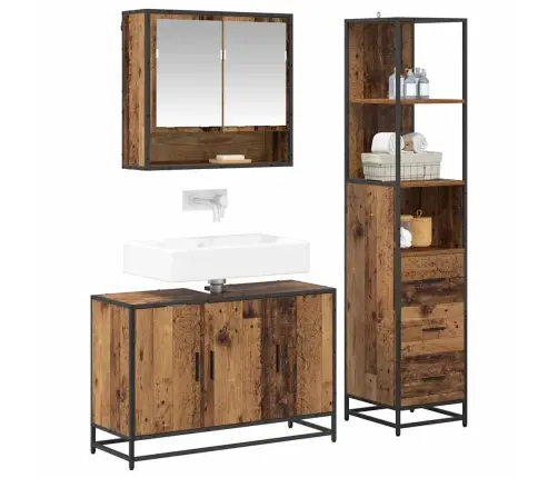 Vannas Istabas Mēbeļu Komplekts Ar Atvilktni 3 Pcs Vecs Koks Vidaxl