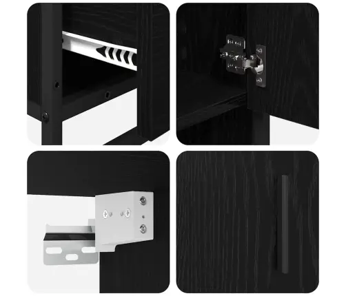 Vonios Baldų Rinkinys 3 Pcs Juodas Ąžuolas Apdirbta Mediena