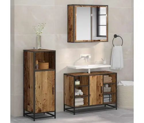Vonios Baldų Rinkinys 3 Pcs Sena Mediena 80 X 33 X 60 Cm Vonios Baldų Rinkinys 3 Pcs Sena Mediena 80 X 33 X 60 Cm