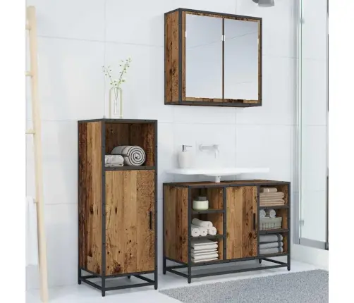 Vonios Baldų Rinkinys 3 Pcs Sena Mediena 80 X 33 X 60 Cm Vonios Baldų Rinkinys 3 Pcs Sena Mediena 80 X 33 X 60 Cm