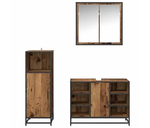 Vonios Baldų Rinkinys 3 Pcs Sena Mediena 80 X 33 X 60 Cm Vonios Baldų Rinkinys 3 Pcs Sena Mediena 80 X 33 X 60 Cm