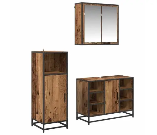 Vonios Baldų Rinkinys 3 Pcs Sena Mediena 80 X 33 X 60 Cm Vonios Baldų Rinkinys 3 Pcs Sena Mediena 80 X 33 X 60 Cm