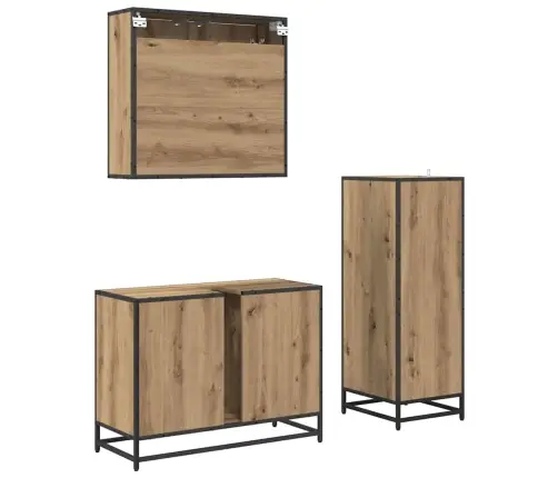 Vannas Istabas Mēbeļu Komplekts Ar Durvīm 3 Pcs Amatnieku Ozola Vidaxl