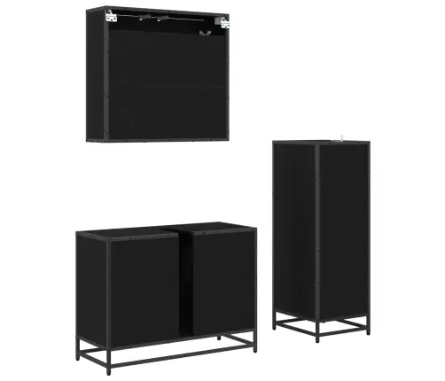 Vannas Istabas Mēbeļu Komplekts Ar Durvīm 3 Pcs Melns Ozols Vidaxl