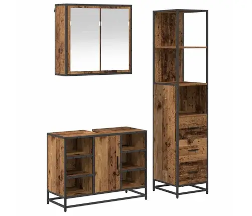 Vannitoa Mööbleset 3 Pcs Vana Puit 80 X 33 X 60 Cm Tehispuit Vannitoa Mööbleset 3 Pcs Vana Puit 80 X 33 X 60 Cm Tehispuit