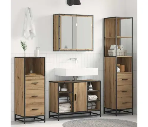 Vannas Istabas Mēbeļu Komplekts Ar Durvīm 3 Pcs Amatnieku Ozola Vidaxl