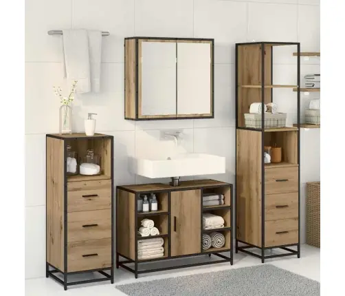 Vannas Istabas Mēbeļu Komplekts Ar Durvīm 3 Pcs Amatnieku Ozola Vidaxl