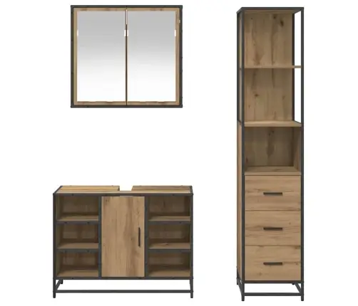 Vannas Istabas Mēbeļu Komplekts Ar Durvīm 3 Pcs Amatnieku Ozola Vidaxl