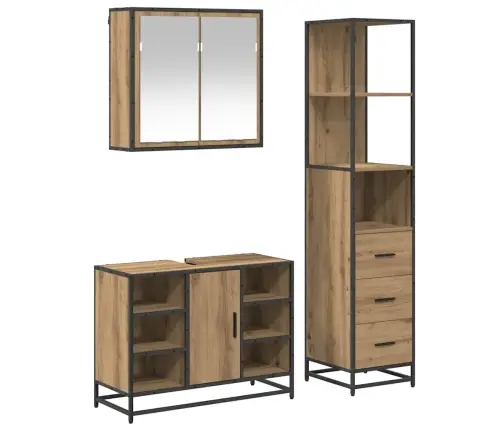 Vannas Istabas Mēbeļu Komplekts Ar Durvīm 3 Pcs Amatnieku Ozola Vidaxl