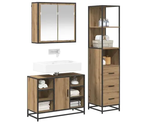 Vannas Istabas Mēbeļu Komplekts Ar Durvīm 3 Pcs Amatnieku Ozola Vidaxl