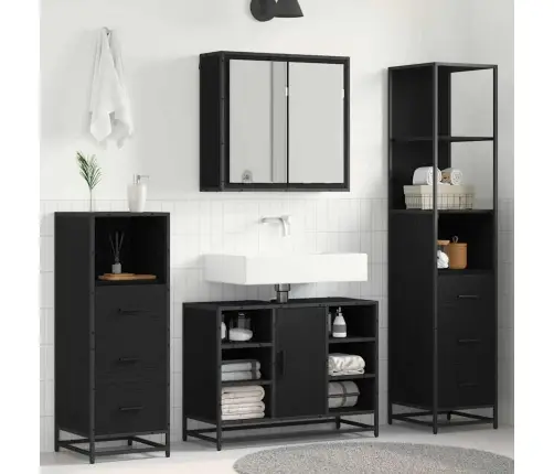 Vannas Istabas Mēbeļu Komplekts Ar Atvilktni 3 Pcs Melns Ozols Vidaxl