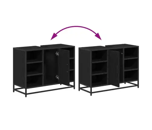 Vannas Istabas Mēbeļu Komplekts Ar Atvilktni 3 Pcs Melns Ozols Vidaxl