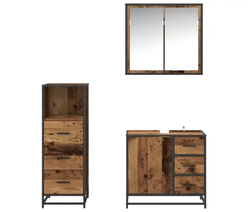 Vannas Istabas Mēbeļu Komplekts Ar Atvilktni 3 Pcs Vecs Koks Vidaxl