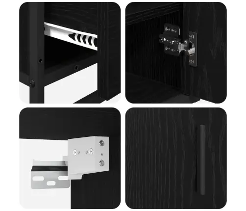 Vannas Istabas Mēbeļu Komplekts Ar Atvilktni 3 Pcs Melns Ozols Vidaxl