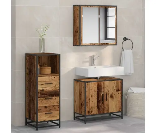 Vannas Istabas Mēbeļu Komplekts 3 Pcs Vecs Koks 65 X 33 X 60 Cm Vidaxl