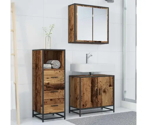 Vannas Istabas Mēbeļu Komplekts 3 Pcs Vecs Koks 65 X 33 X 60 Cm Vidaxl