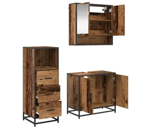 Vannas Istabas Mēbeļu Komplekts 3 Pcs Vecs Koks 65 X 33 X 60 Cm Vidaxl