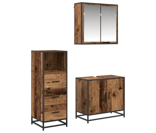 Vannas Istabas Mēbeļu Komplekts 3 Pcs Vecs Koks 65 X 33 X 60 Cm Vidaxl