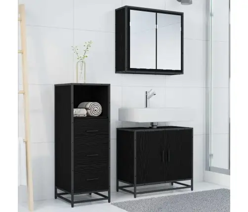 Vannas Istabas Mēbeļu Komplekts Ar Atvilktni 3 Pcs Melns Ozols Vidaxl