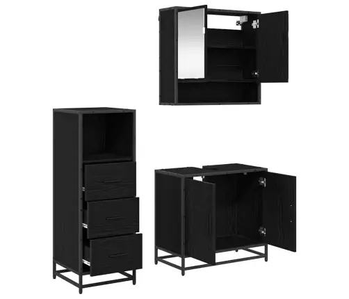 Vannas Istabas Mēbeļu Komplekts Ar Atvilktni 3 Pcs Melns Ozols Vidaxl