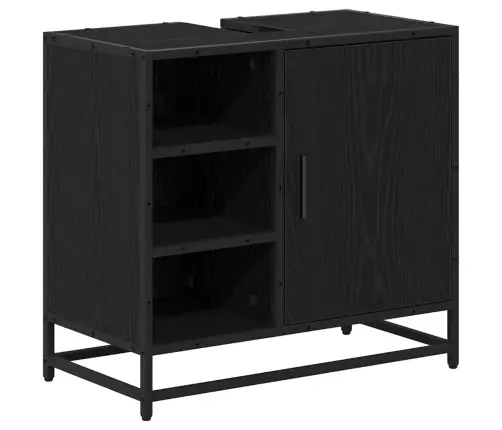 Vannas Istabas Mēbeļu Komplekts Ar Plauktu 3 Pcs Melns Ozolkoks Vidaxl