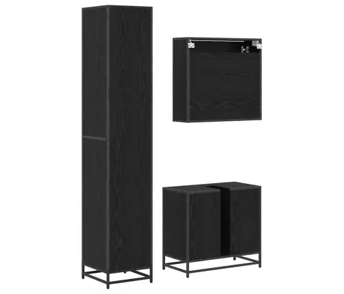 Vannas Istabas Mēbeļu Komplekts Ar Plauktu 3 Pcs Melns Ozolkoks Vidaxl
