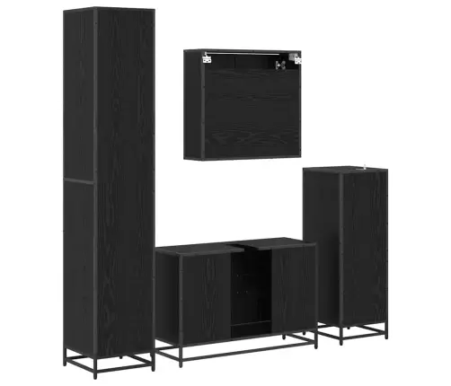 Vannas Istabas Mēbeļu Komplekts Ar Plauktu 4 Pcs Melns Ozolkoks Vidaxl
