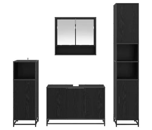 Vannas Istabas Mēbeļu Komplekts Ar Plauktu 4 Pcs Melns Ozolkoks Vidaxl