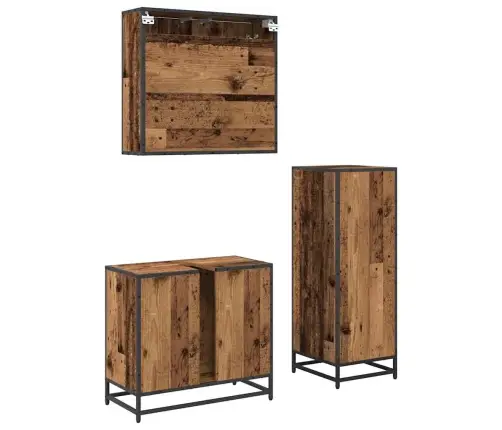 Vannitoa Mööbleset 3 Pcs Vana Puit 65 X 33 X 60 Cm Tehispuit Vannitoa Mööbleset 3 Pcs Vana Puit 65 X 33 X 60 Cm Tehispuit
