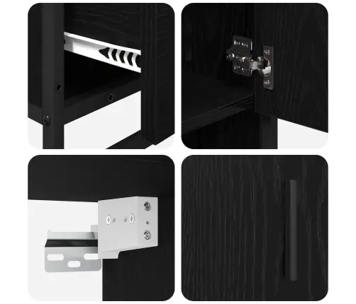 Vannitoa Mööbleset Sahtliga Riiuliga 3 Pcs Must Tamm Tehispuit