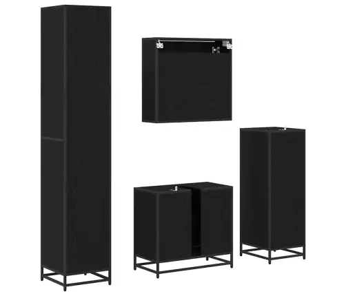 Vannas Istabas Mēbeļu Komplekts Ar Atvilktni 4 Pcs Melns Ozols Vidaxl