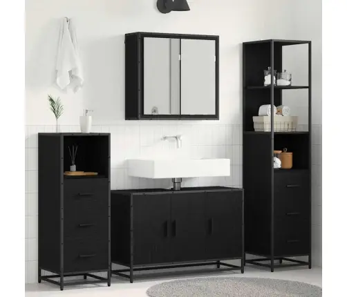 Vannas Istabas Mēbeļu Komplekts Ar Atvilktni 3 Pcs Melns Ozols Vidaxl