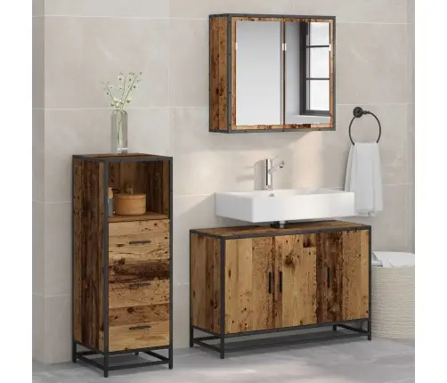 Vannas Istabas Mēbeļu Komplekts 3 Pcs Vecs Koks 90 X 33 X 60 Cm Vidaxl