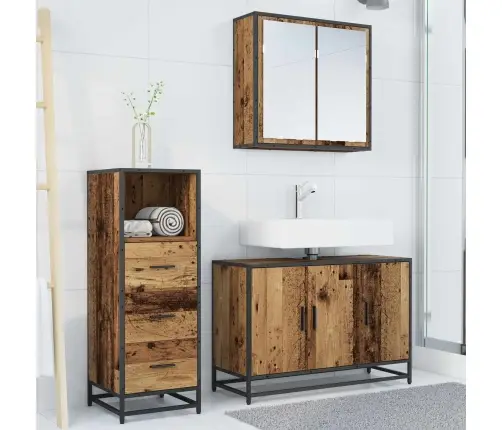 Vannas Istabas Mēbeļu Komplekts 3 Pcs Vecs Koks 90 X 33 X 60 Cm Vidaxl