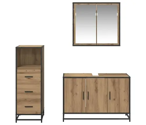 Vannas Istabas Mēbeļu Komplekts Ar Durvīm 3 Pcs Amatnieku Ozola Vidaxl