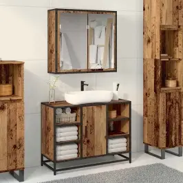 Vannas Istabas Mēbeļu Komplekts 2 Pcs Vecs Koks 80 X 33 X 60 Cm Vidaxl