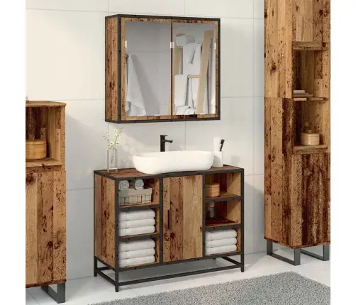 Vonios Baldų Rinkinys 2 Pcs Sena Mediena 80 X 33 X 60 Cm Vonios Baldų Rinkinys 2 Pcs Sena Mediena 80 X 33 X 60 Cm