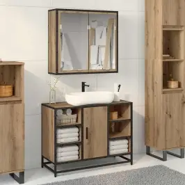 Vannas Istabas Mēbeļu Komplekts Ar Durvīm 2 Pcs Amatnieku Ozola Vidaxl Vannas Istabas Mēbeļu Komplekts Ar Durvīm 2 Pcs Amatnieku Ozola Vidaxl