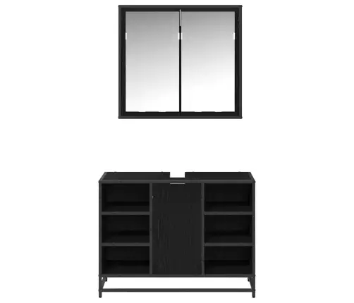 Vannas Istabas Mēbeļu Komplekts Ar Durvīm 2 Pcs Melns Ozols Vidaxl