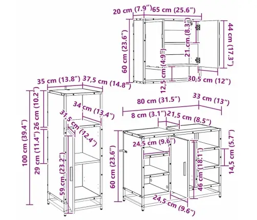 Vannas Istabas Mēbeļu Komplekts Ar Plauktu 3 Pcs Artisānā Ozols Vidaxl