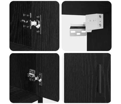 Vannitoa Mööbleset Riiuliga Uksega 3 Pcs Must Tamm Tehispuit