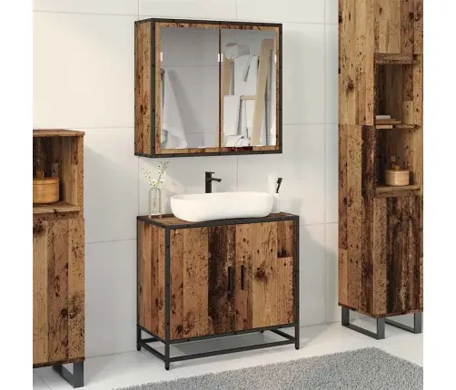 Vonios Baldų Rinkinys 2 Pcs Senovinis Medis Apdirbta Mediena